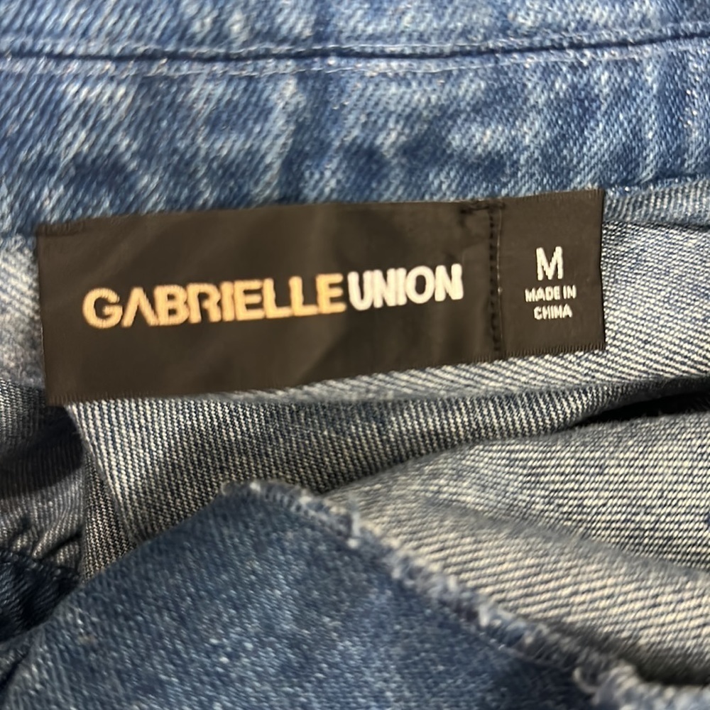 Gabrielle Union Kadesha Zip Front Denim Dress Size M - Picture 7 of 9